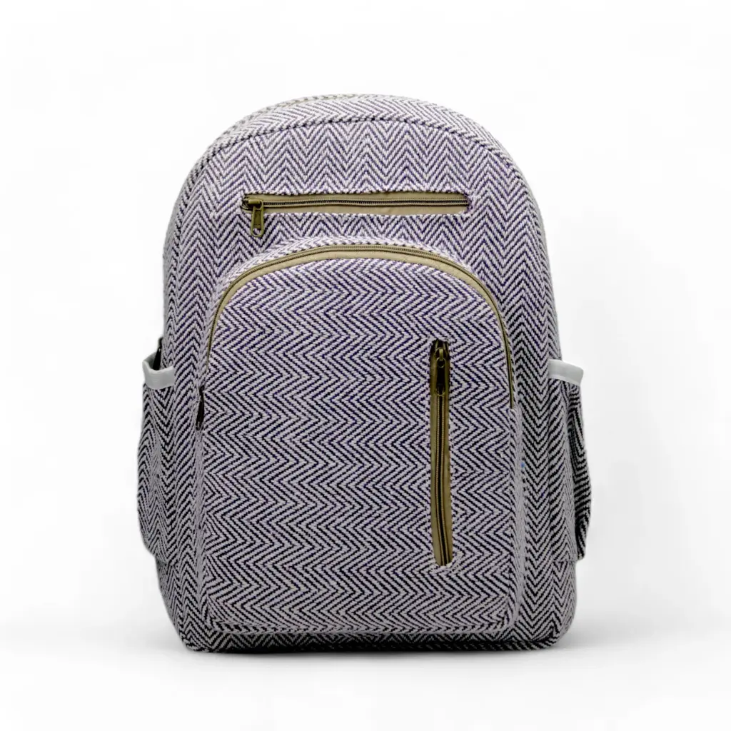 Minimalist Chevron Laptop Backpack – Stylish Cotton Canvas Travel & College Bag with Multi-Pocket Design for Men & Women 